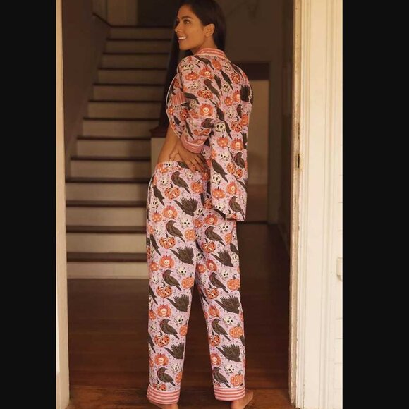 New L Printfresh x Anthropologie Sleepy Hollow long-sleeve Halloween pajama set - Picture 2 of 11